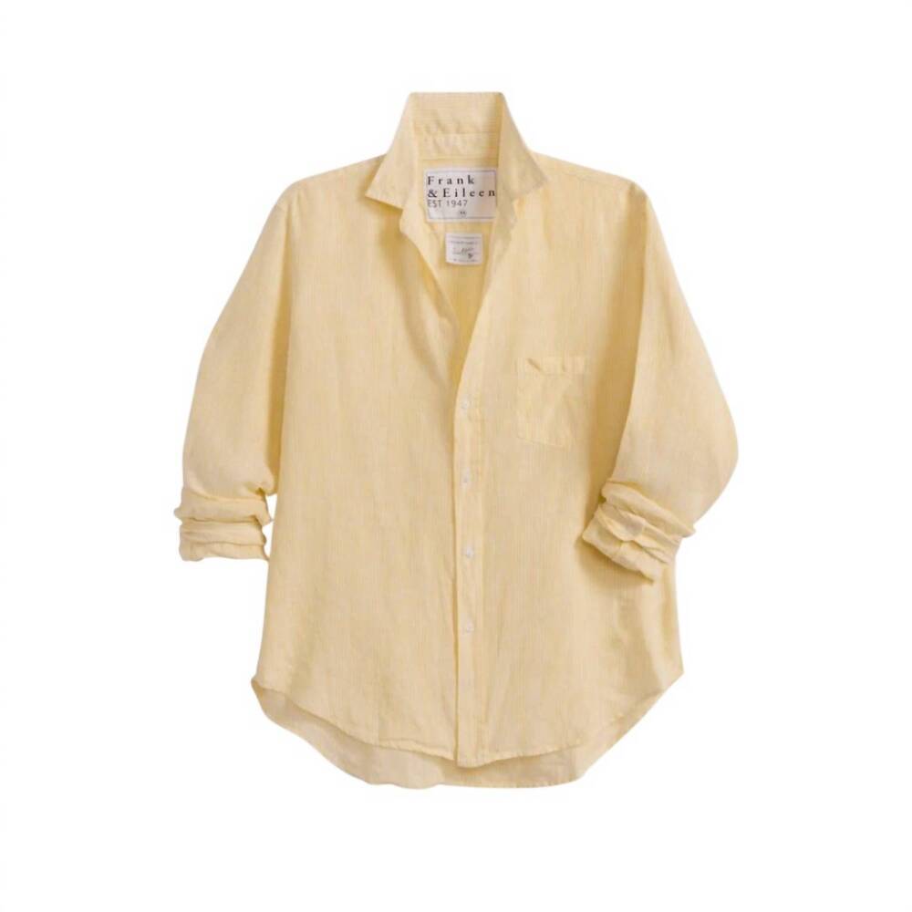 NEW FRANK & EILEEN women's eileen relaxed button up shirt in yellow stripe
